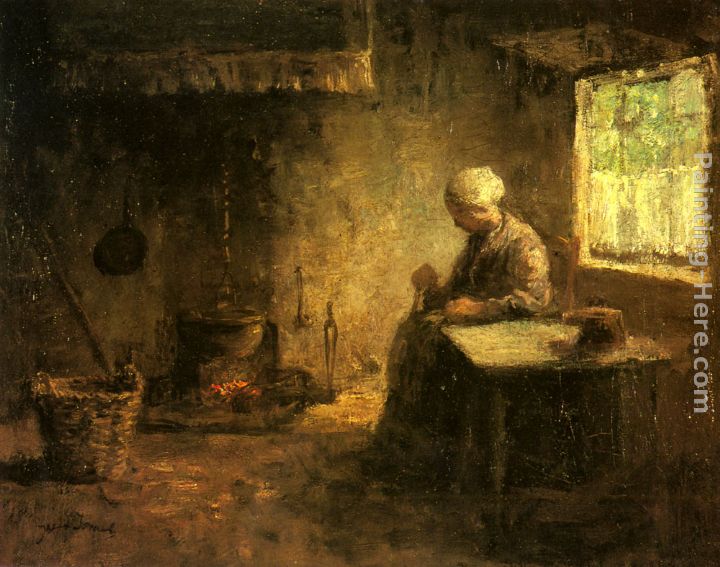 Jozef Israels Peasant Woman by a Hearth